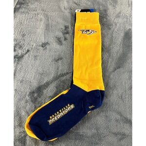 Nashville Predators FBF Socks Size L For Bare Feet Yellow/Blue Unisex Crew‎ New